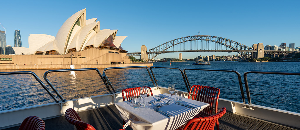 Views of Sydney Harbour from the outer decks of Magistic lunch cruise