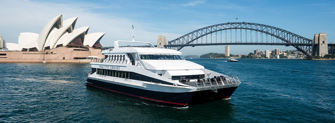 Enjoy the beautiful and sprawling waters of Sydney Harbour on board the Magistic day cruise