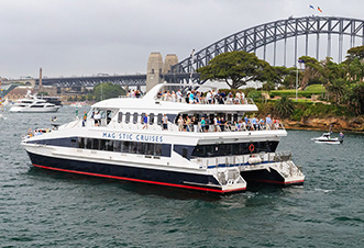 The Magistic Two cruising past the Harbour Bridge on Australia Day