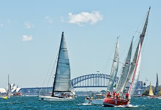 The majestic sight of the Sydney to Hobart Yacht race as seen from the decks of Magistic Boxing Day cruise