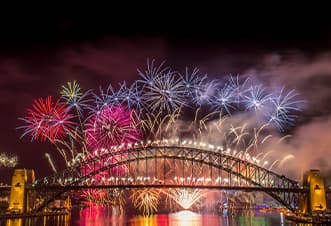 NYE fireworks launched from the Sydney Harbour Bridge
