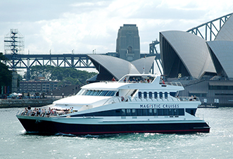 Magistic cruises past the Opera House on Sydney Harbour.
