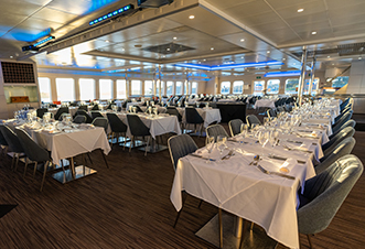 Restaurant quality dining experience aboard the Magistic cruises.