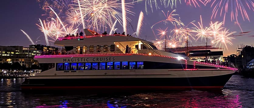Witness fabulous Australia Day fireworks display on board the Magistic evening Cruise