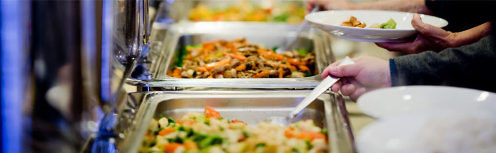 Multi-cuisine lunch buffet on the Magistic Cruise with an array of banquet dishes.